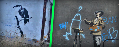 Photos de différents oeuvres de Banksy.
